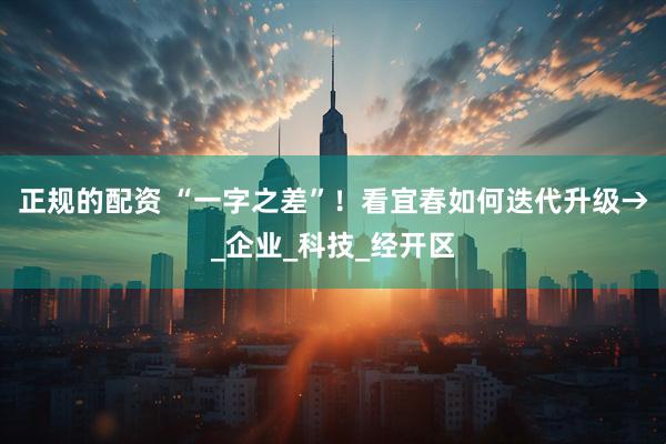 正规的配资 “一字之差”！看宜春如何迭代升级→_企业_科技_经开区