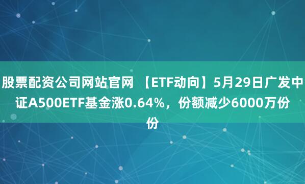 股票配资公司网站官网 【ETF动向】5月29日广发中证A500ETF基金涨0.64%，份额减少6000万份